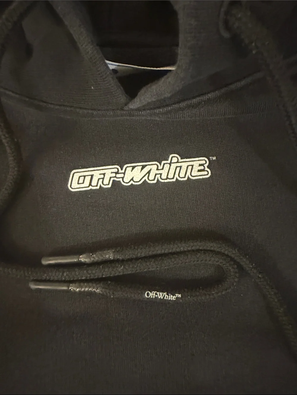 Off-White by Virgil Abloh Marker Over Black Crewneck Hoodie Sweatshirt